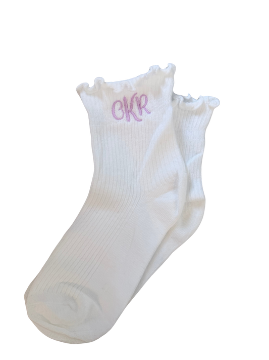 Custom Monogram White Socks